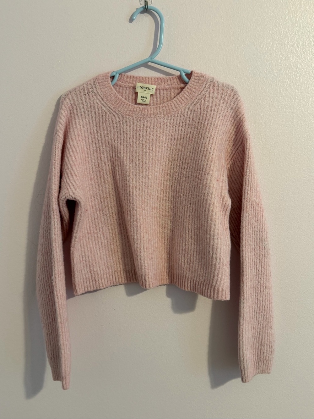 Crewcuts Blush Ribbed Crewneck Sweater